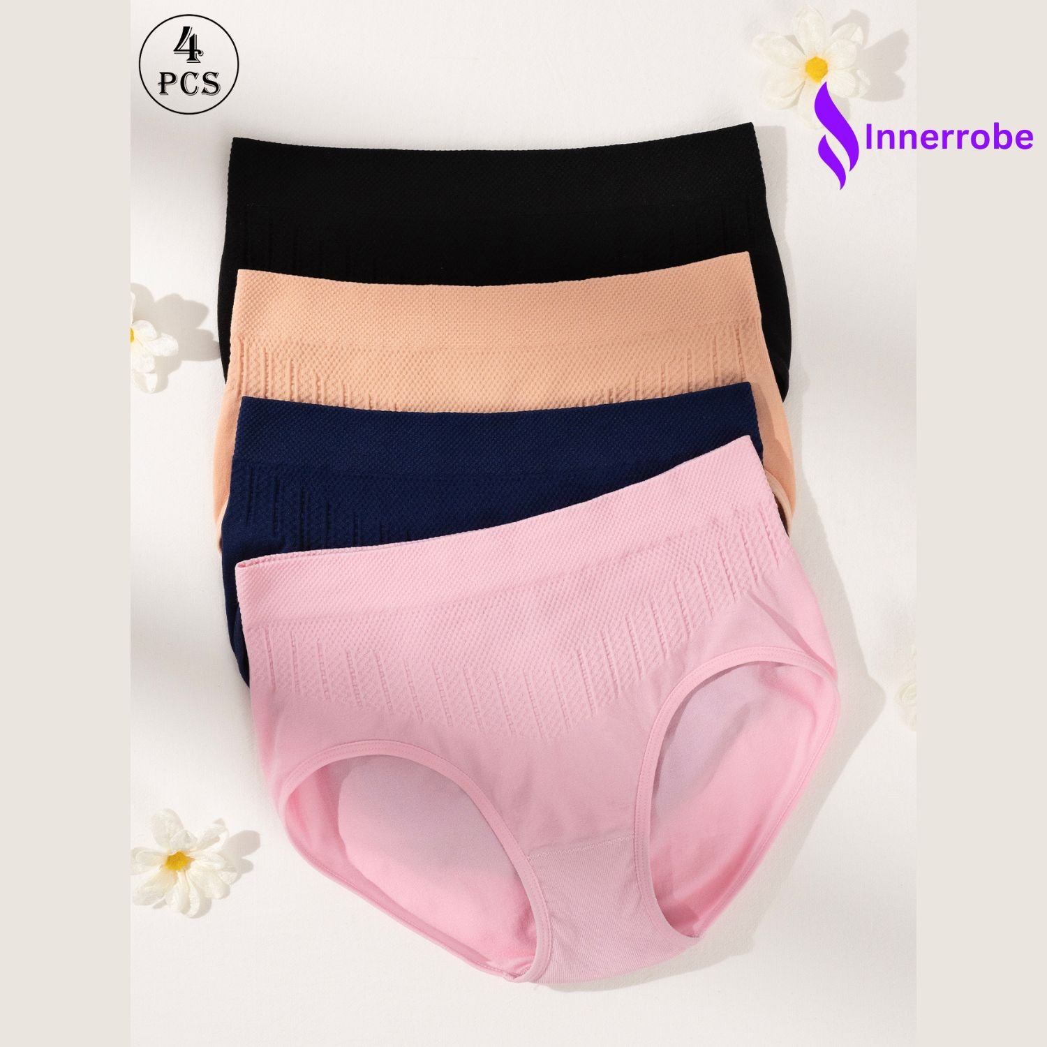 InnerRobe Breathable Women’s High-Waist Panties – Soft, Elastic, Seamless Underwear for Ladies, Fashionable Comfortable Briefs Innerrobe Breathable Women’s High-Waist Panties – Soft, Elastic, Seamless Underwear for Ladies, Fashionable Comfortable Briefs - Image 1