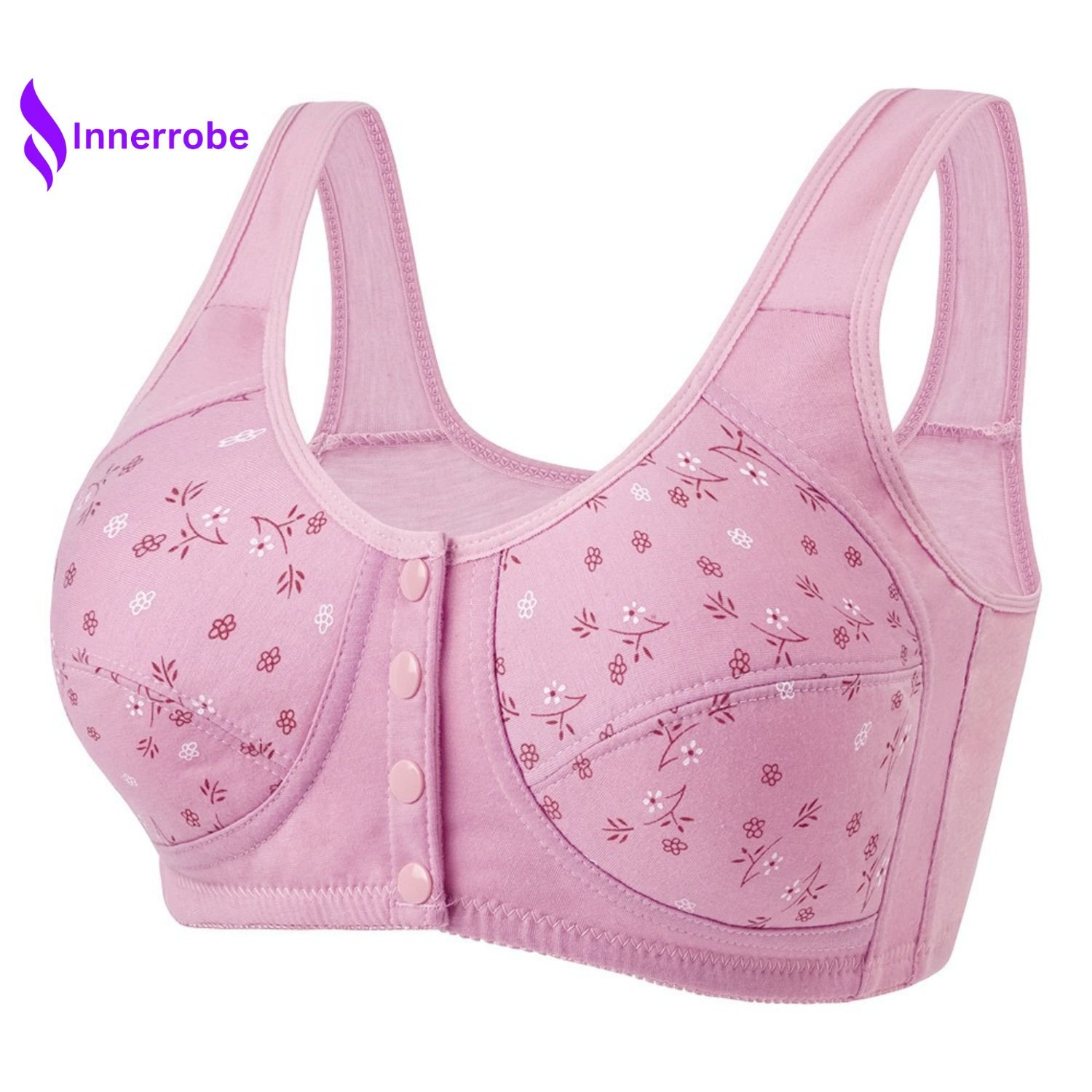 11 InnerRobe Women’s Cotton Front Button Bra – Plus Size, No Steel Ring, Anti-Sagging, Comfortable Vest Style Bra for Middle-Aged & Elderly Women - Image 1