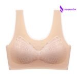 InnerRobe Women’s Butterfly Lace Seamless Bra – Ice Silk, Non Padded, Wirefree, Wide Strap, Comfortable Daily Wear Bralette